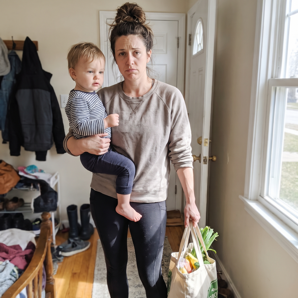Parent carrying toddler on one arm